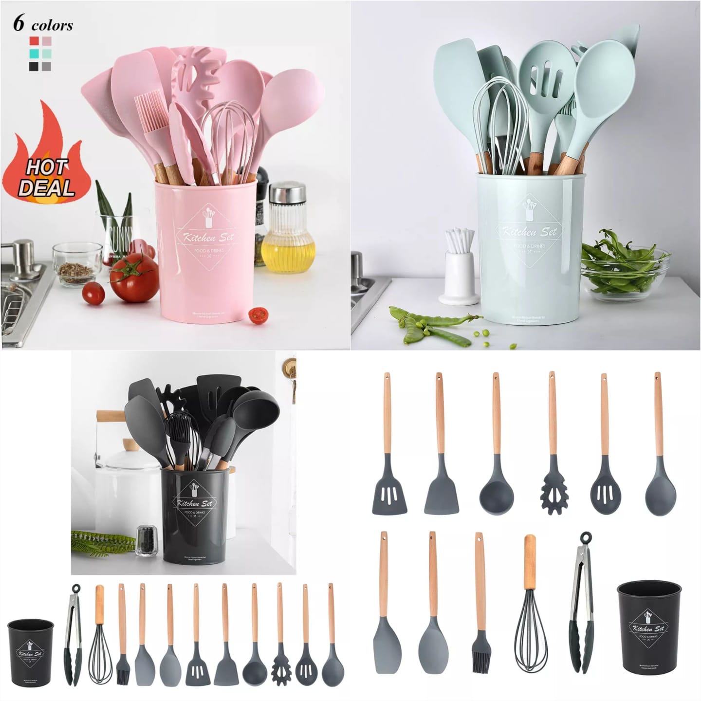 Silicone Utensils 12pcs Set – Heat Resistant Non-Stick Kitchen Cooking Tools Set