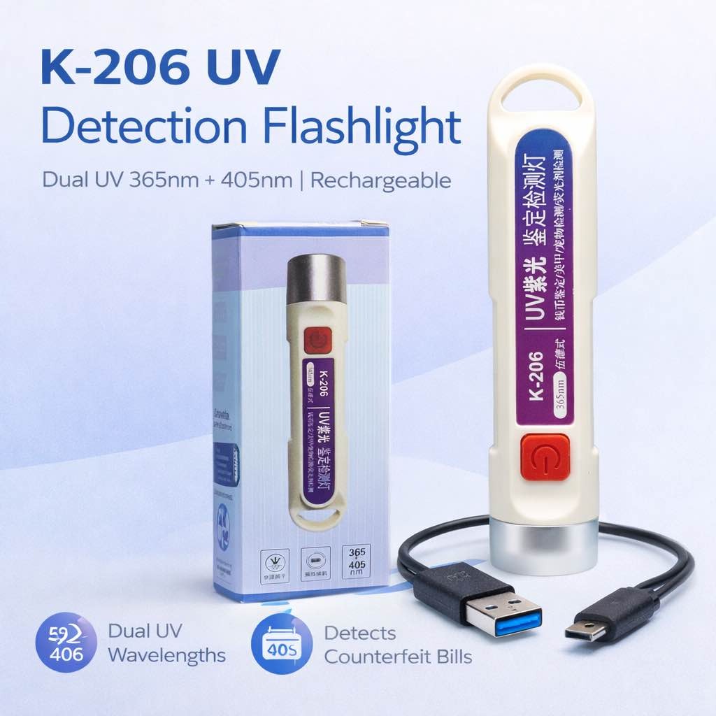 UV Purple Light 365nm Inspection Torch – Money, Jewelry & Stain Detection