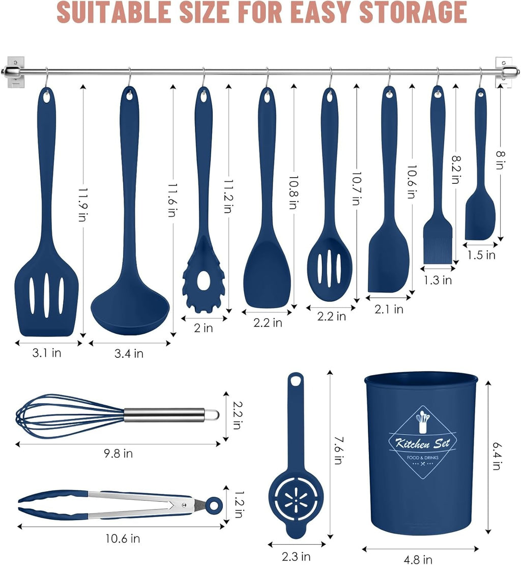 Silicone Utensils 12pcs Set – Heat Resistant Non-Stick Kitchen Cooking Tools Set