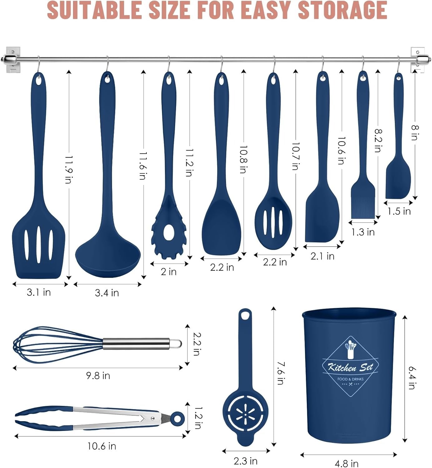 Silicone Utensils 12pcs Set – Heat Resistant Non-Stick Kitchen Cooking Tools Set
