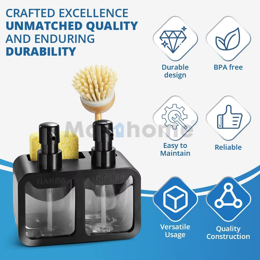 4-in-1 Multi Liquid Dispenser – Wall Mounted Soap, Shampoo & Sanitizer Dispenser for Bathroom & Kitchen | Mubs Store