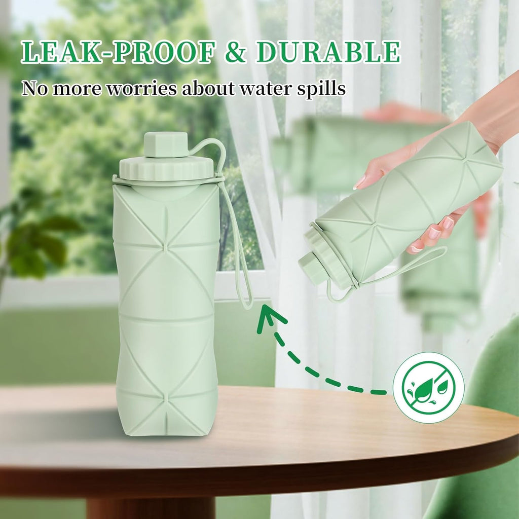 Foldable Water Bottle 600ML – Portable Leakproof Silicone Travel Bottle