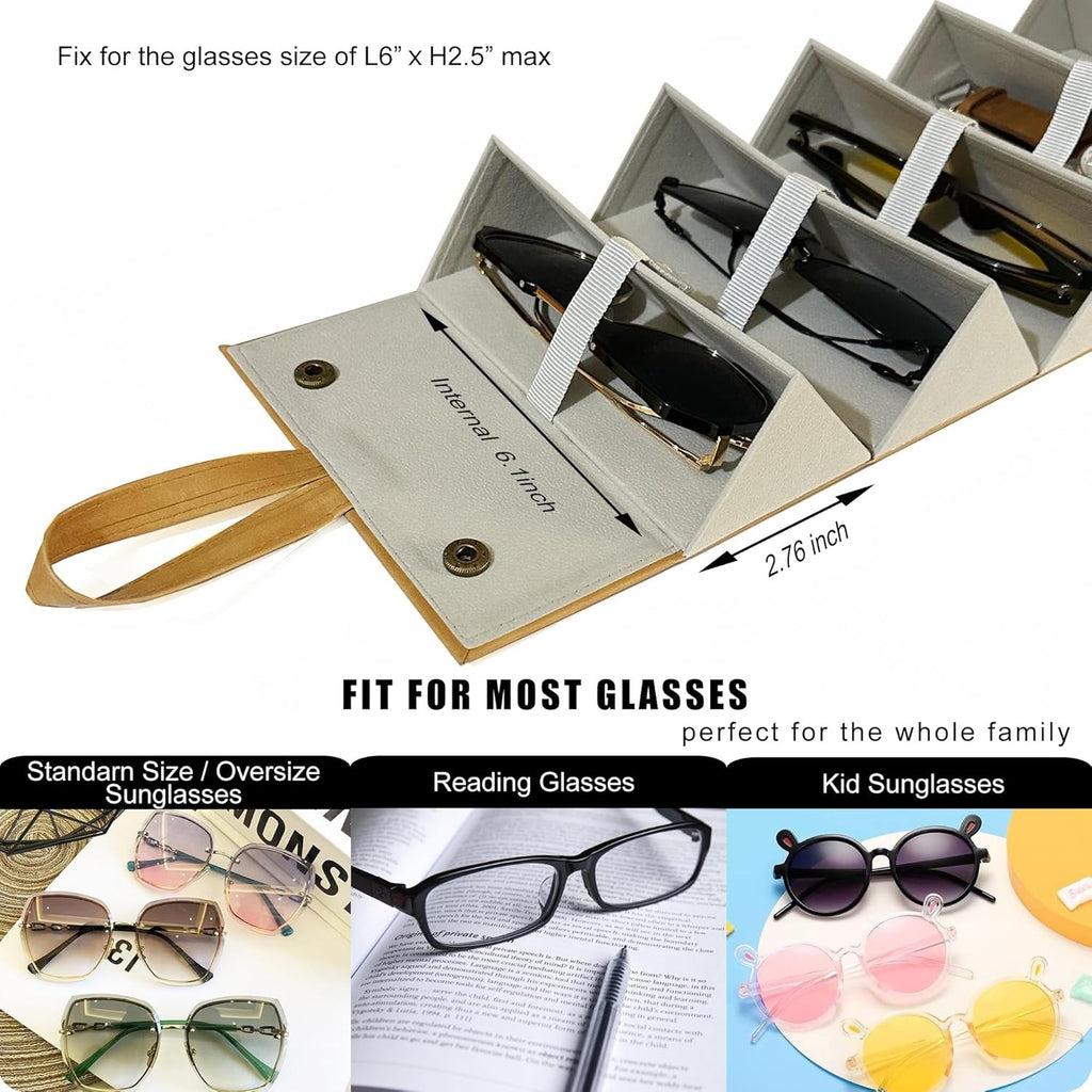Leather Sunglasses Organizer Case – Multi Slot Eyewear Storage Box