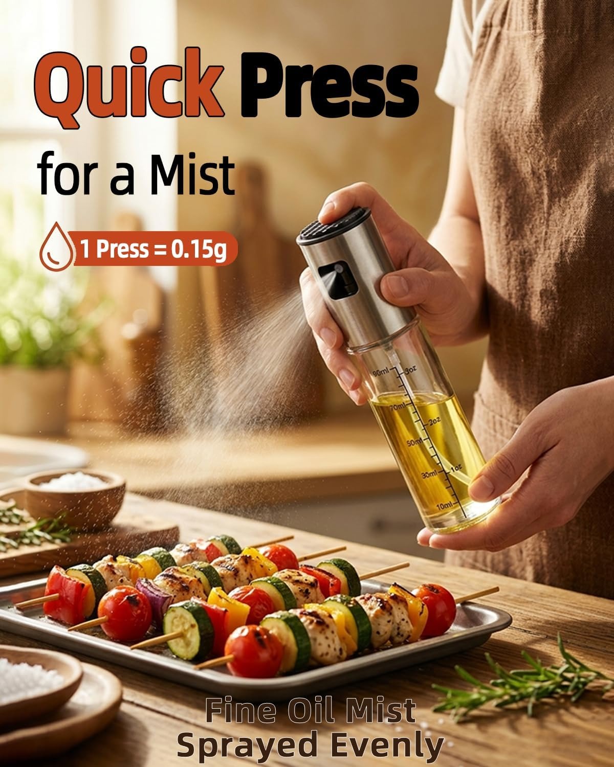 Oil Spray Bottle – Refillable Cooking Oil Sprayer for Kitchen & BBQ