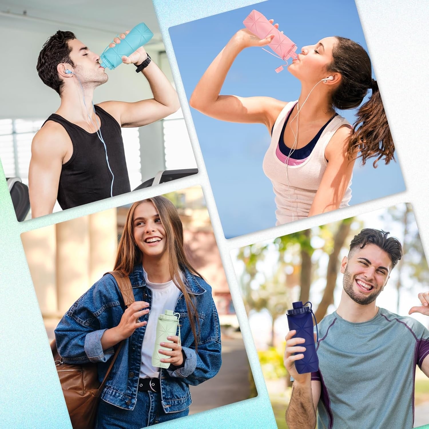 Foldable Water Bottle 600ML – Portable Leakproof Silicone Travel Bottle