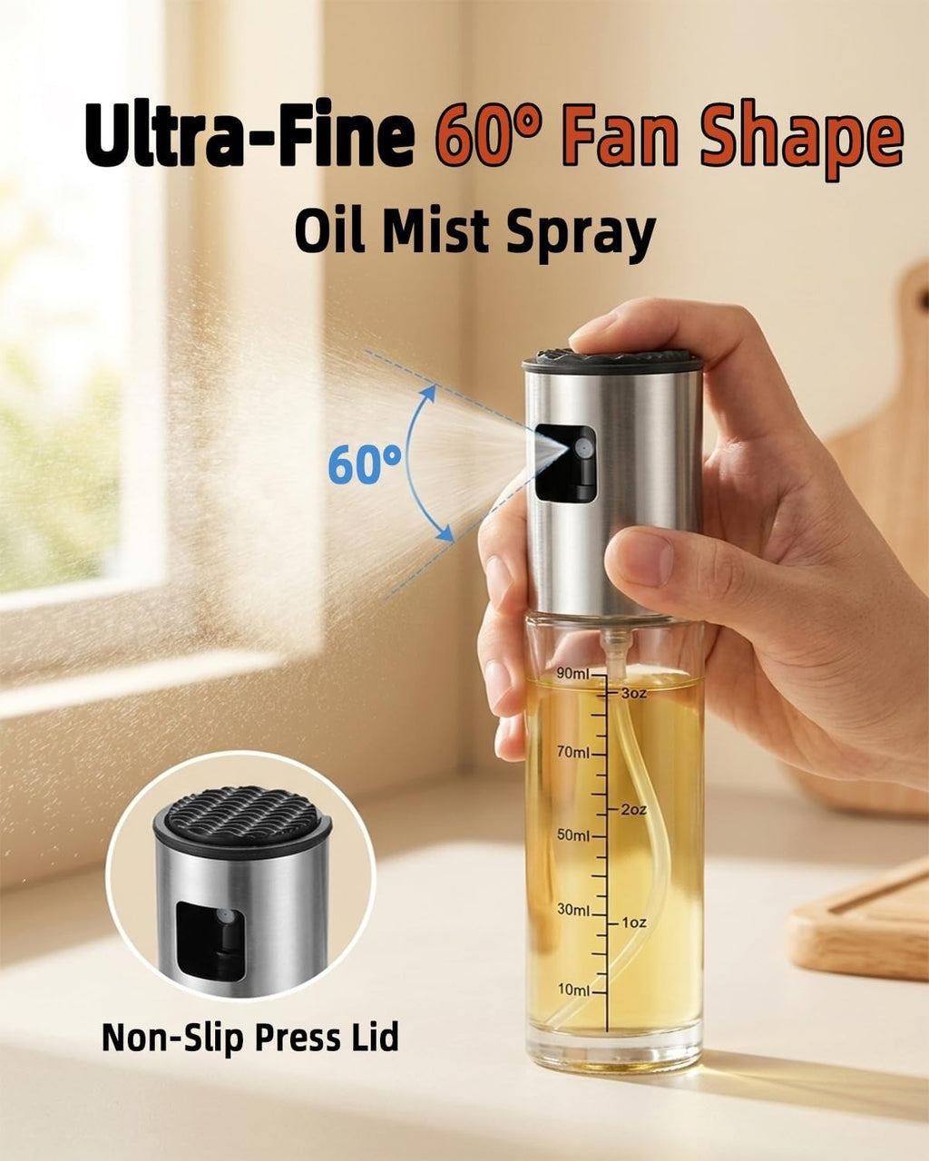Oil Spray Bottle – Refillable Cooking Oil Sprayer for Kitchen & BBQ