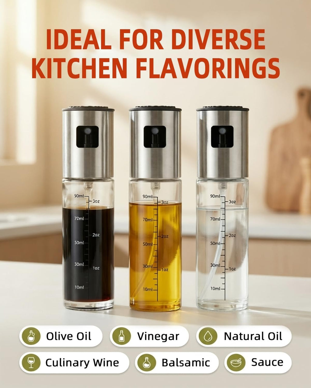 Oil Spray Bottle – Refillable Cooking Oil Sprayer for Kitchen & BBQ