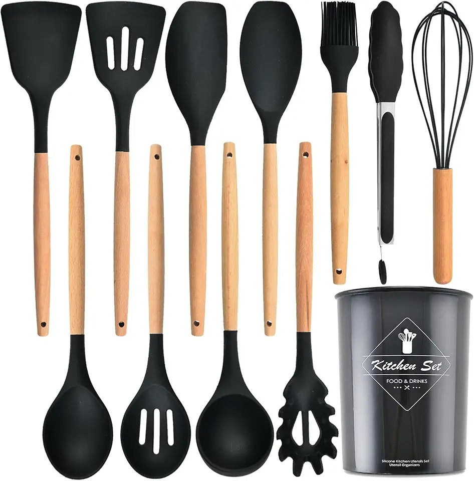 Silicone Utensils 12pcs Set – Heat Resistant Non-Stick Kitchen Cooking Tools Set