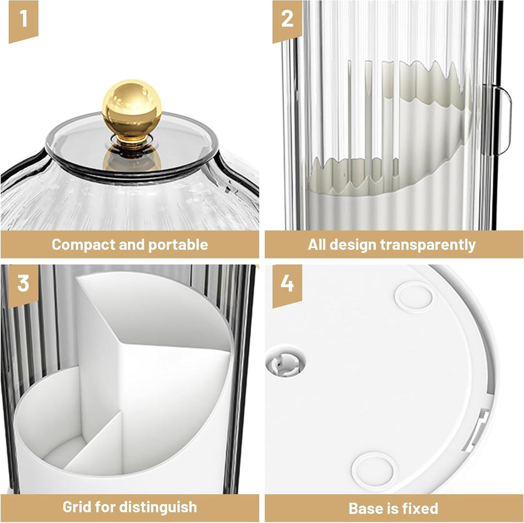 Dustproof Rotating Luxury Brush Holder – 360° Makeup Organizer with Cover