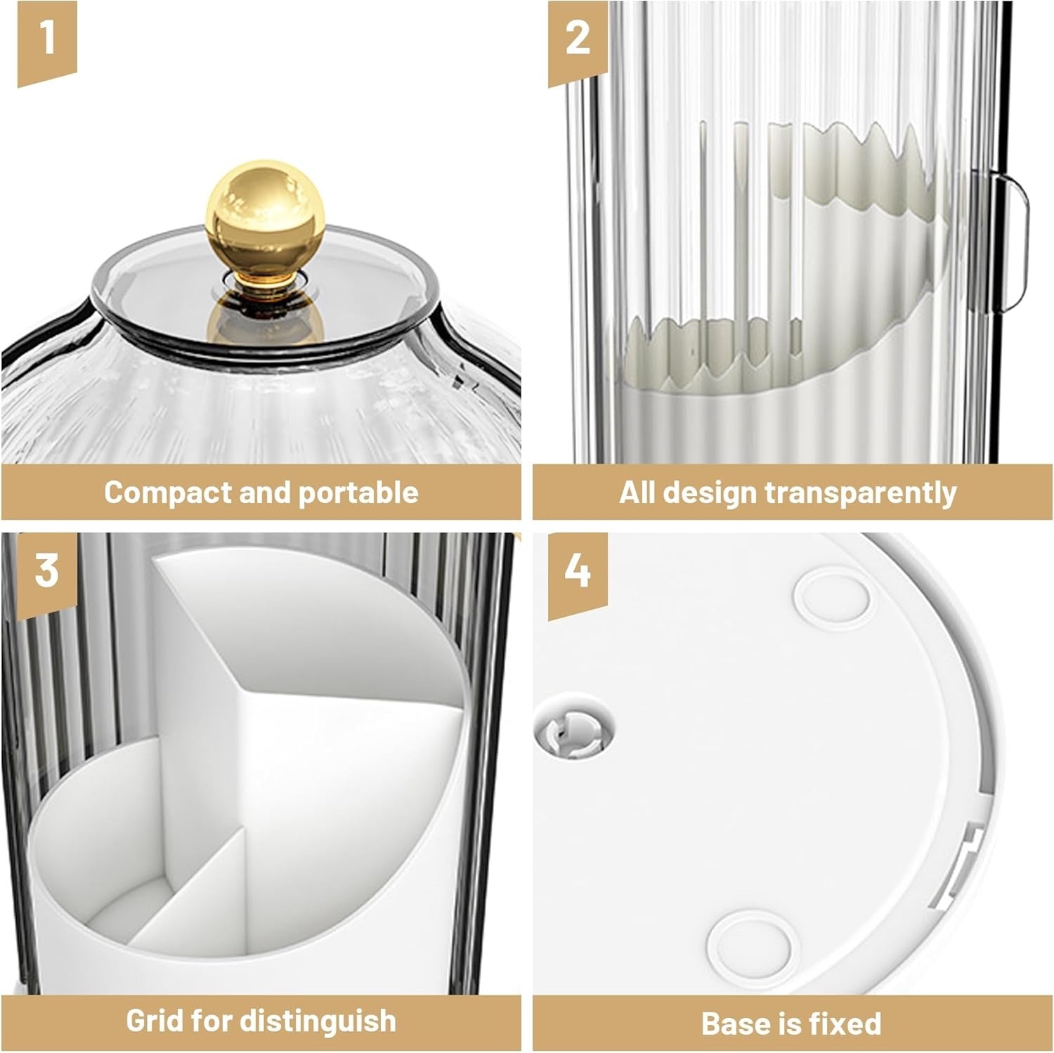 Dustproof Rotating Luxury Brush Holder – 360° Makeup Organizer with Cover