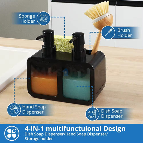 4-in-1 Multi Liquid Dispenser – Wall Mounted Soap, Shampoo & Sanitizer Dispenser for Bathroom & Kitchen | Mubs Store