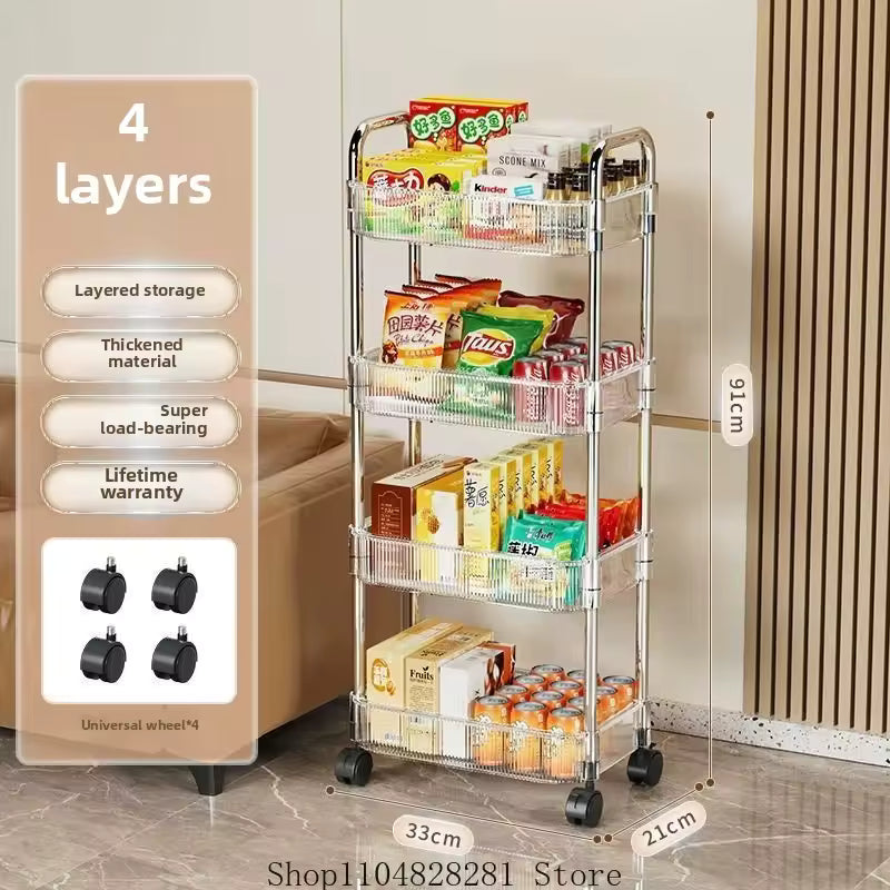 Acrylic Luxury Trolley – Multi-Purpose Storage Organizer with Wheels