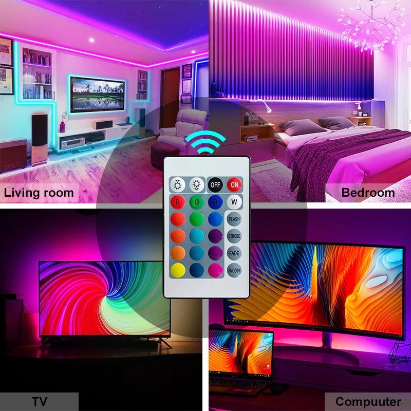 RGB LED Strip Lights – USB Color Changing LED Light Strip with Remote Control for Bedroom, TV, Gaming Room & Home Decoration | Mubs Store