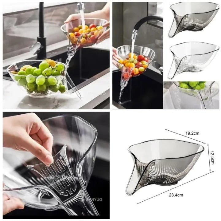Plastic Fruit & Vegetable Drain Basket – Multi-Purpose Washing Strainer Bowl for Kitchen