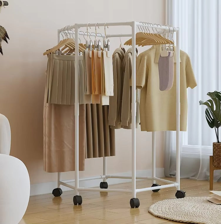 Hexagon Shape Cloth Rack – Modern Multi-Layer Clothes Organizer Stand for Home & Bedroom | Mubs Store
