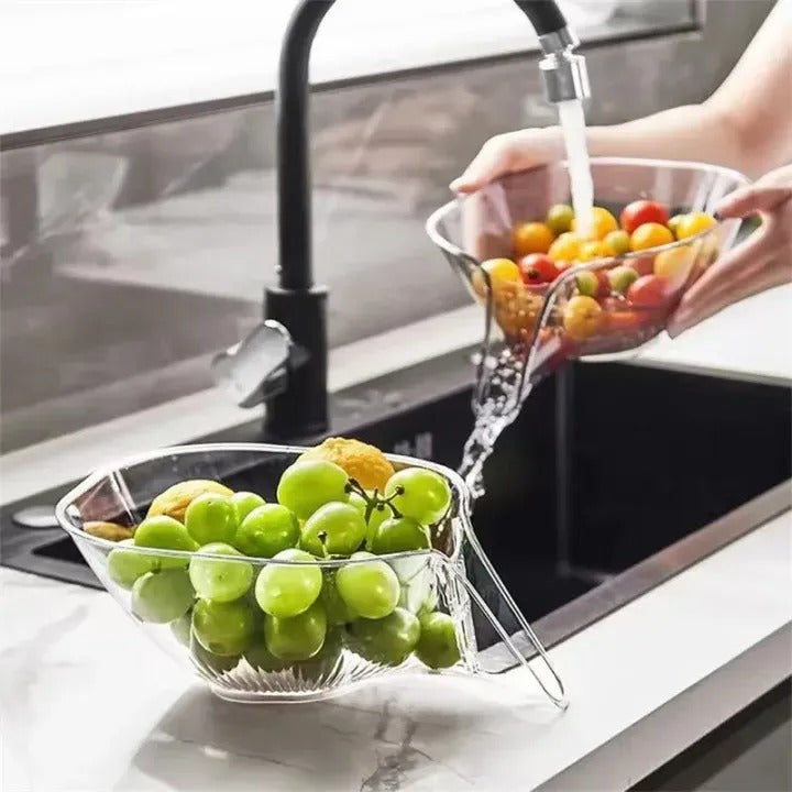 Plastic Fruit & Vegetable Drain Basket – Multi-Purpose Washing Strainer Bowl for Kitchen