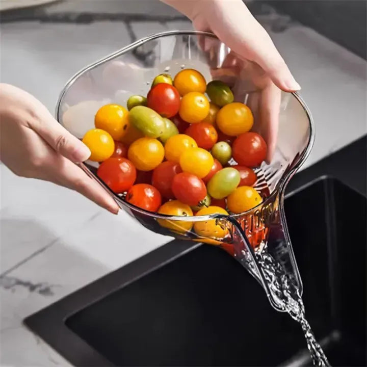 Plastic Fruit & Vegetable Drain Basket – Multi-Purpose Washing Strainer Bowl for Kitchen